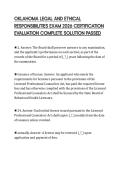 OKLAHOMA LEGAL AND ETHICAL RESPONSIBILITIES EXAM 2026 CERTIFICATION EVALUATION COMPLETE SOLUTION PASSED
