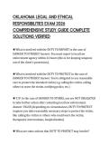 OKLAHOMA LEGAL AND ETHICAL RESPONSIBILITIES EXAM 2026 COMPREHENSIVE STUDY GUIDE COMPLETE SOLUTIONS VERIFIED