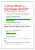 OCCUPATIONAL THERAPY AIDE  CERTIFICATION EXAM ACTUAL PREP  QUESTIONS AND WELL REVISED ANSWERS -  LATEST AND COMPLETE UPDATE WITH  VERIFIED SOLUTIONS &ndash; ASSURED PASS 