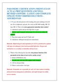 PARAMEDIC CERTIFICATION &lpar;NREMT&rpar; EXAM  ACTUAL PREP QUESTIONS AND WELL  REVISED ANSWERS - LATEST AND COMPLETE  UPDATE WITH VERIFIED SOLUTIONS &ndash;  ASSURED PASS