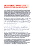 Psychology 387 - Learning - Final Study Guide with correct solutions