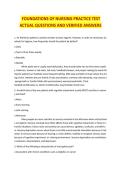 FOUNDATIONS OF NURSING PRACTICE TEST ACTUAL QUESTIONS AND VERIFIED ANSWERS