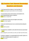 CDL Practice Test &lpar;General Knowledge&rpar; &lpar;Latest 2026 &sol; 2027 Update&rpar; Questions and Verified Answers &vert; 100&percnt; Correct &vert; Grade A&plus;&period;