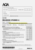 AQA GCSE RELIGIOUS STUDIES A Paper 1 Hinduism QP MAY 2025 