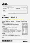 AQA GCSE RELIGIOUS STUDIES A Paper 1 Christianity QP MAY 2025