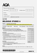 AQA GCSE RELIGIOUS STUDIES A Paper 1 Catholic Christianity Question paper may 2025 
