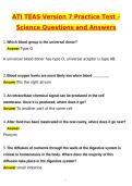 ATI TEAS Version 7 Practice Test - Science Exam &lpar;Latest 2026 &sol; 2027 Update&rpar; Questions and Verified Answers &vert; 100&percnt; Correct &vert; Grade A&plus;