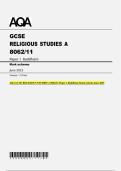 AQA GCSE RELIGIOUS STUDIES A 8062&sol;11 Paper 1 Buddhism Mark scheme June 2025 