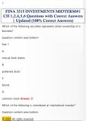 FINA 3315 INVESTMENTS MIDTERM&num;1  CH 1&comma;2&comma;4&comma;5&comma;6 Questions with Correct Answers  &vert; Updated &lpar;100&percnt; Correct Answers&rpar; 