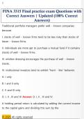 FINA 3317 Final Exam Review Questions with  Correct Answers &vert; Updated &lpar;100&percnt; Correct  Answers&rpar; 
