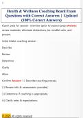 Health & Wellness Coaching Board Exam  Questions with Correct Answers &vert; Updated  &lpar;100&percnt; Correct Answers&rpar; 