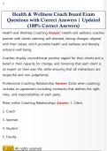 Health & Wellness Coach Board Exam  Questions with Correct Answers &vert; Updated  &lpar;100&percnt; Correct Answers&rpar;