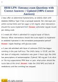 HESI LPN- Entrance exam Questions with  Correct Answers &vert; Updated &lpar;100&percnt; Correct  Answers&rpar; 