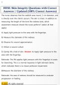HESI&colon; Skin Integrity Questions with Correct  Answers &vert; Updated &lpar;100&percnt; Correct Answers&rpar; 