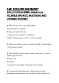 PALS PEDIATRIC EMERGENCY RESUSCITATION FINAL EXAM 2025 RELIABLE UPDATED QUESTIONS AND VERIFIED ANSWERS