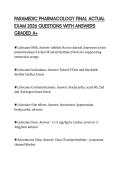 PARAMEDIC PHARMACOLOGY FINAL ACTUAL EXAM 2026 QUESTIONS WITH ANSWERS GRADED A&plus;