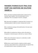 PARAMEDIC PHARMACOLOGY FINAL EXAM SCRIPT 2026 QUESTIONS AND SOLUTIONS GRADED A&plus;