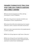 PARAMEDIC PHARMACOLOGY FINAL EXAM STUDY GUIDE 2026 COMPLETE QUESTIONS AND CORRECT ANSWERS