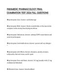 PARAMEDIC PHARMACOLOGY FINAL EXAMINATION TEST 2026 FULL QUESTIONS