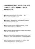 USAHS NEUROSCIENCE ACTUAL EXAM PAPER COMPLETE QUESTIONS AND CORRECT ANSWERS 2026