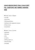 USAHS NEUROSCIENCE FINAL EXAM SCRIPT FULL QUESTIONS AND VERIFIED ANSWERS 2026