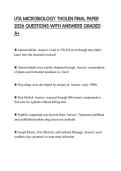 UTA MICROBIOLOGY THOLEN FINAL PAPER 2026 QUESTIONS WITH ANSWERS GRADED A&plus;