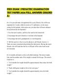 PEDS EXAM 1 PEDIATRIC EXAMINATION TEST PAPER 2026 FULL ANSWERS GRADED A&plus;