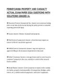 PENNSYLVANIA PROPERTY AND CASUALTY ACTUAL EXAM PAPER 2026 QUESTIONS WITH SOLUTIONS GRADED A&plus;