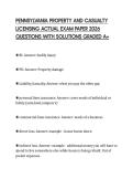 PENNSYLVANIA PROPERTY AND CASUALTY LICENSING ACTUAL EXAM PAPER 2026 QUESTIONS WITH SOLUTIONS GRADED A&plus;