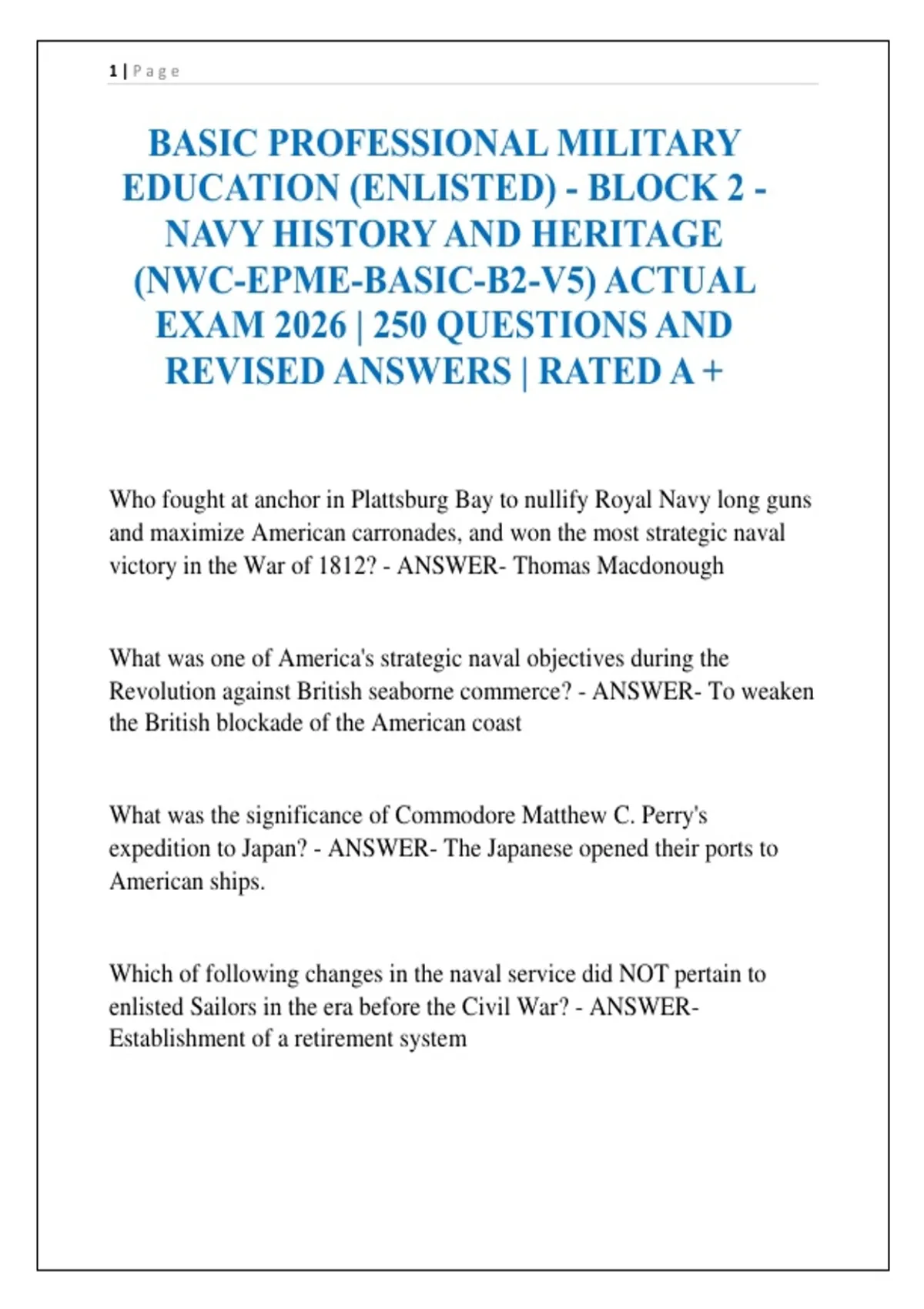 BASIC PROFESSIONAL MILITARY EDUCATION (ENLISTED) - BLOCK 2 - NAVY ...