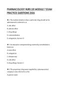 PHARMACOLOGY NURS 251 MODULE 7 EXAM PRACTICE QUESTIONS 2026