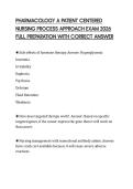 PHARMACOLOGY A PATIENT CENTERED NURSING PROCESS APPROACH EXAM 2026 FULL PREPARATION WITH CORRECT ANSWER