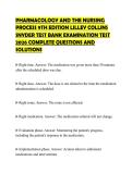 PHARMACOLOGY AND THE NURSING PROCESS 9TH EDITION LILLEY COLLINS SNYDER TEST BANK EXAMINATION TEST 2026 COMPLETE QUESTIONS AND SOLUTIONS