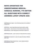 DAVIS ADVANTAGE FOR  UNDERSTANDING MEDICAL SURGICAL NURSING&comma; 7TH EDITION  ALL QUESTIONS WITH CORRECT  ANSWERS LATEST UPDATE 2026 