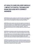 ATI HEALTH CARE DELIVERY MODULE  1 IMPACT OF DIGITAL TECHNOLOGY  EXAM 2025-2026 WITH CORRECT  ANSWERS 