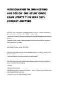INTRODUCTION TO ENGINEERING  AND DESIGN  EOC STUDY GUIDE  EXAM UPDATE THIS YEAR 100&percnt;  CORRECT ANSWERS 