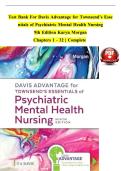 Test Bank for Davis Advantage for Townsend's Essentials of Psychiatric Mental Health Nursing&colon; Concepts of Care in Evidence-Based Practice&comma; 9th Edition by Morgan Townsend &vert; Updated 2026