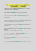 UMO Exam UPDATED ACTUAL QUESTIONS  AND CORRECT ANSWERS
