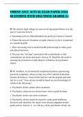 PMHNP ANCC ACTUAL EXAM PAPER 2026 QUESTIONS WITH SOLUTIONS GRADED A&plus;