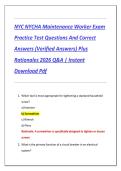 NYC NYCHA Maintenance Worker Exam  Practice Test Questions And Correct  Answers &lpar;Verified Answers&rpar; Plus  Rationales 2026 Q&A &vert; Instant  Download Pdf 