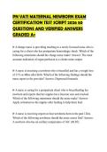 PN VATI MATERNAL NEWBORN EXAM CERTIFICATION TEST SCRIPT 2026 50 QUESTIONS AND VERIFIED ANSWERS GRADED A&plus;