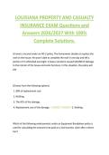 LOUISIANA PROPERTY AND CASUALTY  INSURANCE EXAM Questions and  Answers 2026&sol;2027 With 100&percnt;  Complete Solutions&period; 