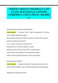 North Carolina Pharmacy Law Exam&comma; North Carolina Board of Pharmacy&comma; 2024&ndash;2025 &ndash; complete verified questions and answers study guide