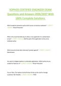 SOPHOS CERTIFIED ENGINEER EXAM  Questions and Answers 2026&sol;2027 With  100&percnt; Complete Solutions&period;