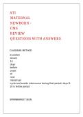 ATI MATERNAL NEWBORN - CMS REVIEW QUESTIONS WITH ANSWERS