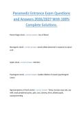 Paramedic Entrance Exam Questions  and Answers 2026&sol;2027 With 100&percnt;  Complete Solutions&period;