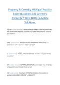 Property & Casualty Michigan Practice  Exam Questions and Answers  2026&sol;2027 With 100&percnt; Complete  Solutions&period; 