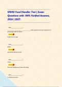 SNHD Food Handler Test &vert; Exam Questions with 100&percnt; Verified Answers&comma; 2026 &vert; 2027&period;     