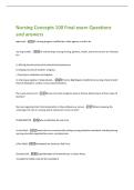 Nursing Concepts 100 Final exam Questions  and answers