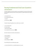 Nursing Fundamentals Final Exam Questions  and answers 